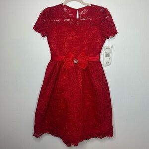 Rare Editions Red Lace Formal Dress for Kids